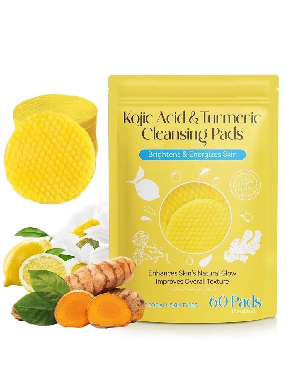 Kojic Acid & Turmeric Cleansing Pads - Yellow